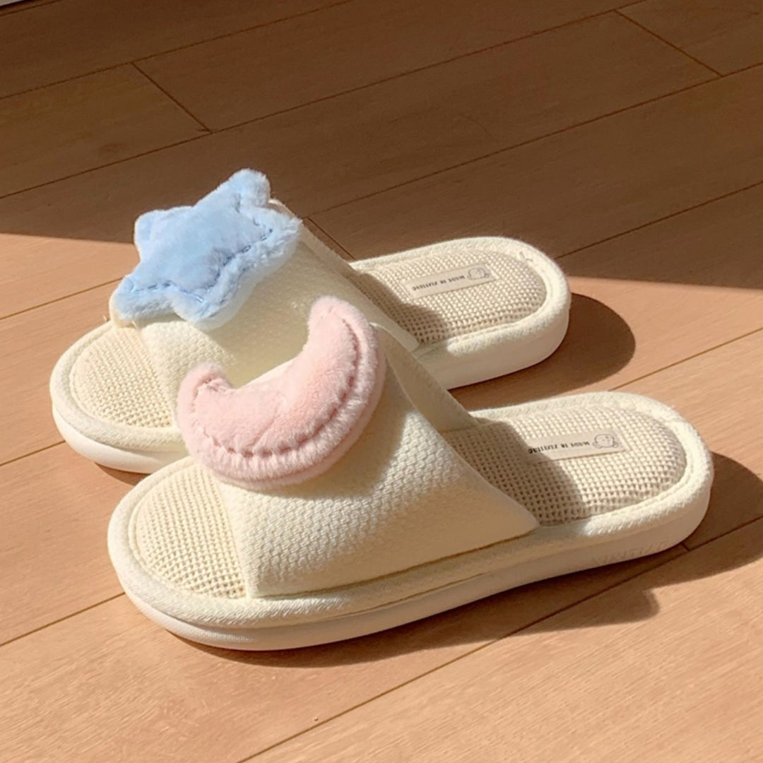 Moon Star Linen Slipper