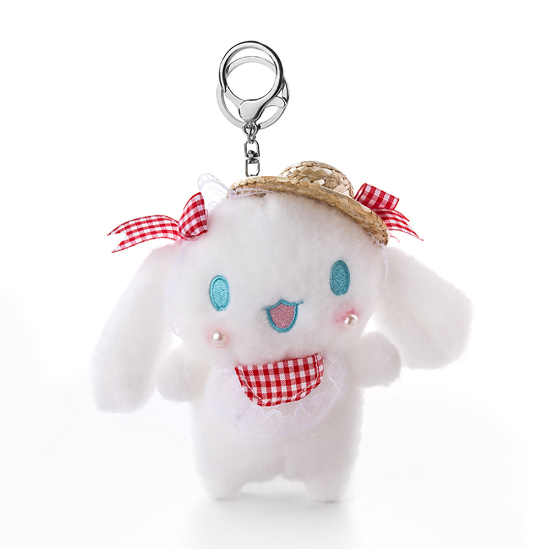 Adorable White Bunny Summer Hat Keychain