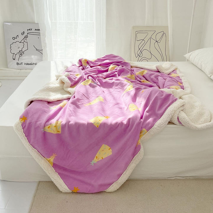 Party Hat Print Velvet Fleece Blanket