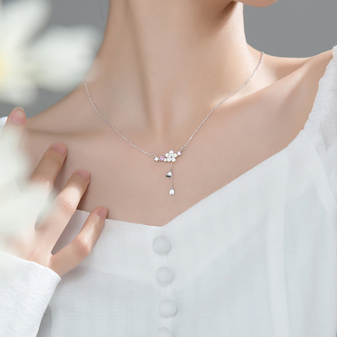 Sweet Sakura Silver Necklace