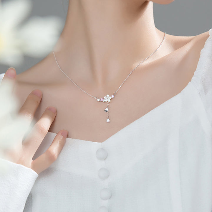 Sweet Sakura Silver Necklace