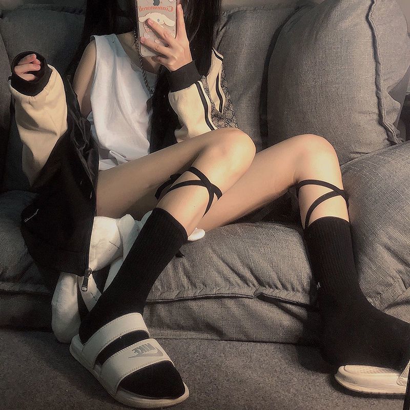 Classic Lace Up Tie High Ankle Socks