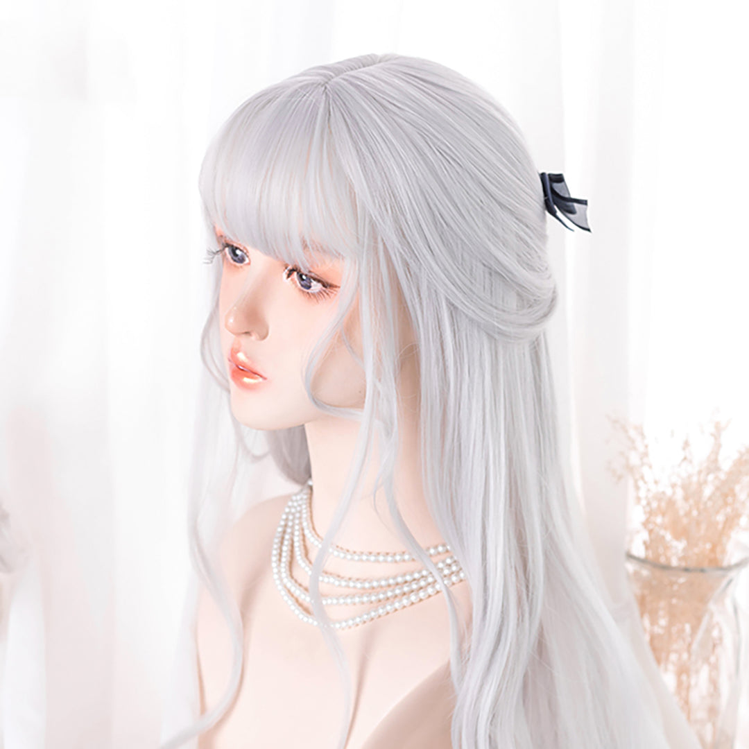 Lolita Gray White Bang Long Curly Wig