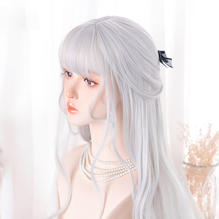 Lolita Gray White Bang Long Curly Wig