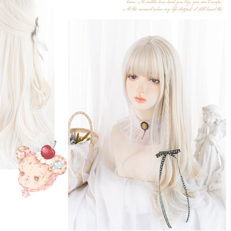Lolita White Blonde Straight Long Wig