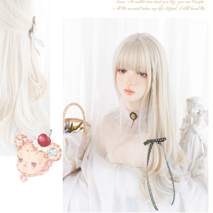 Lolita White Blonde Straight Long Wig