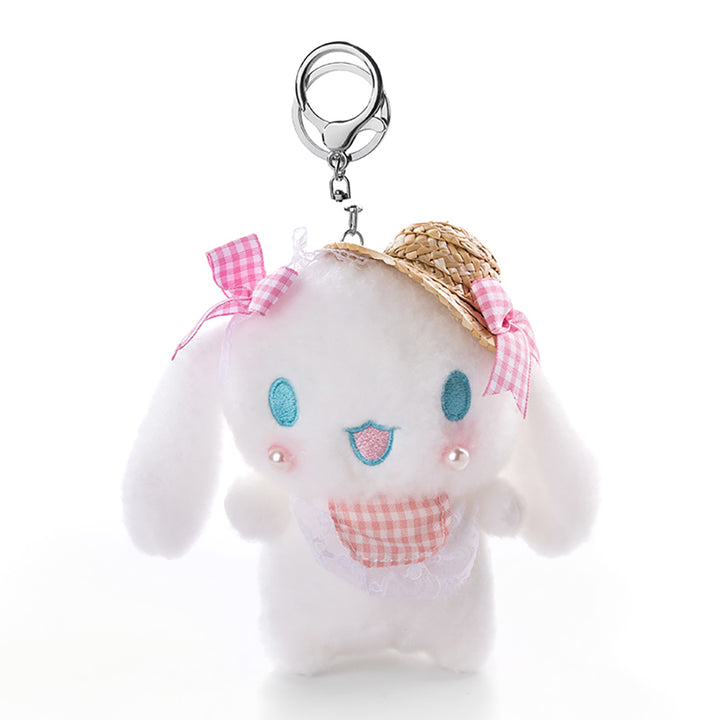Adorable White Bunny Summer Hat Keychain