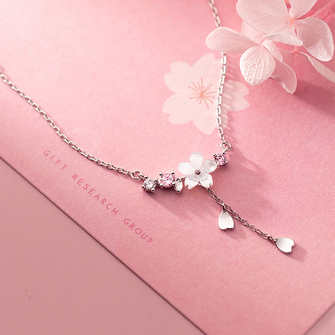 Sweet Sakura Silver Necklace