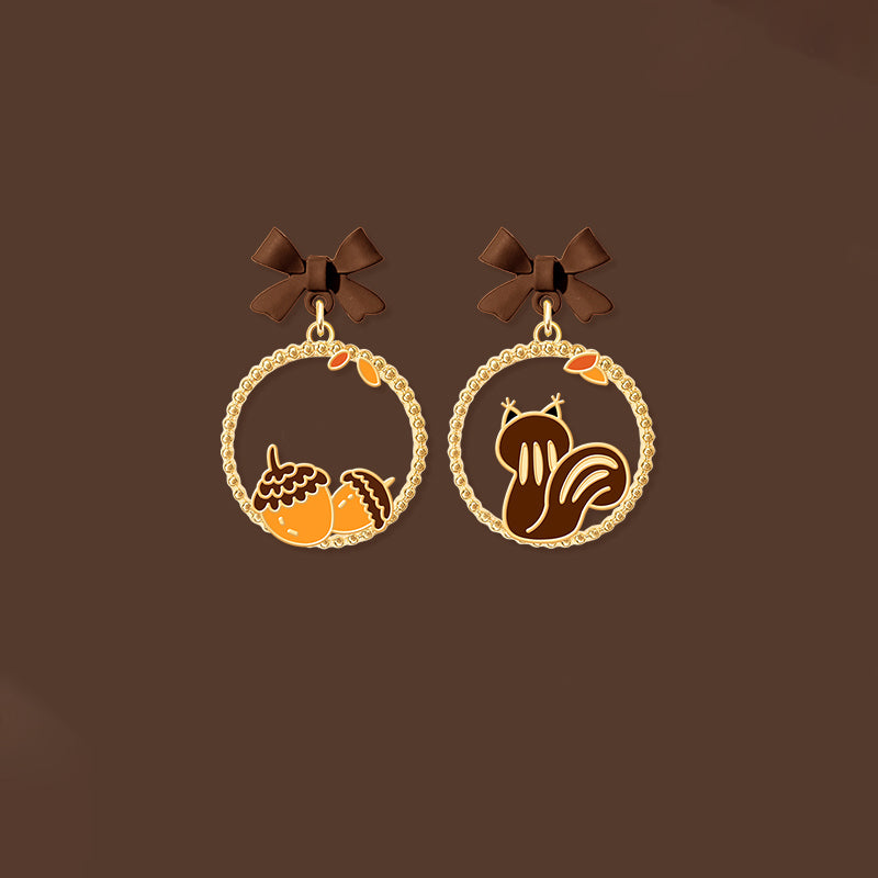 Cute Halloween Acorn Squirrel Dangle Earrings