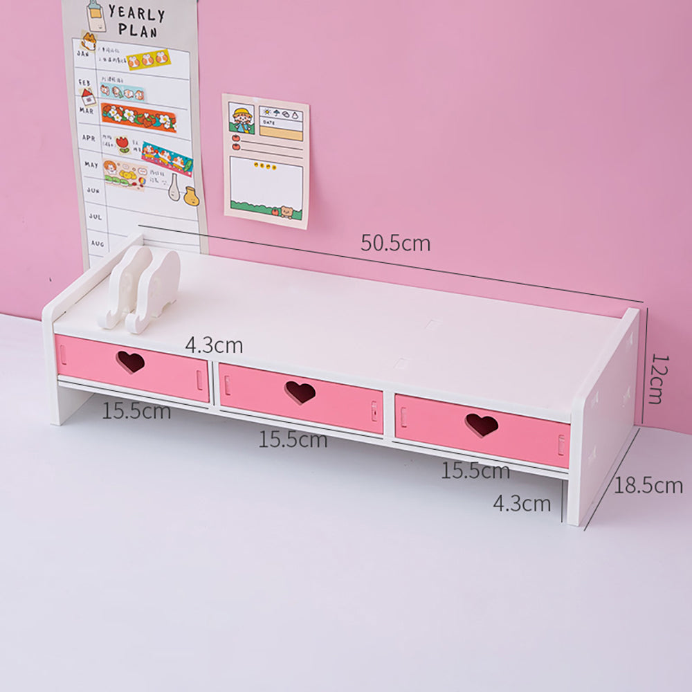 Kawaii Hearts Pink Wooden Desk Organizer