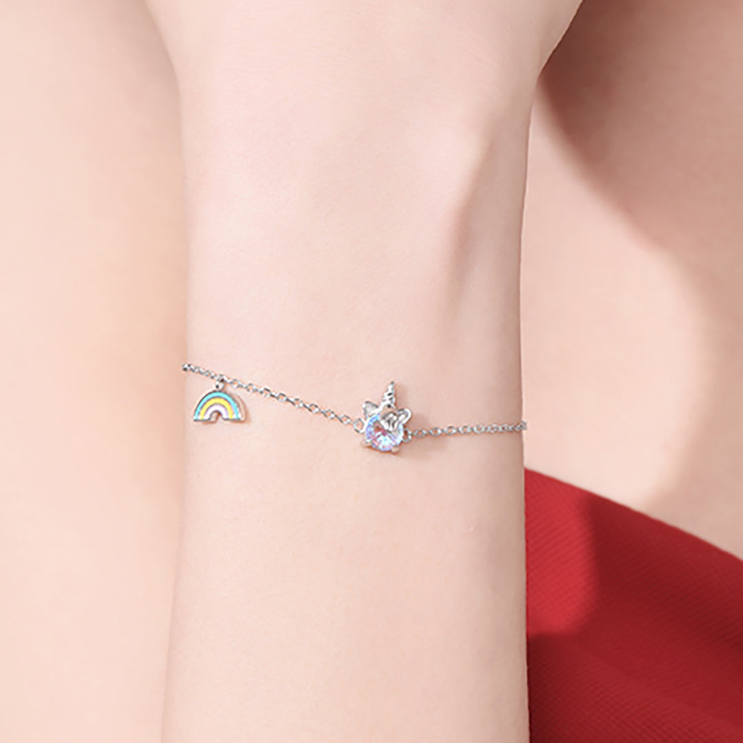 Rainbow Unicorn Silver Bracelet