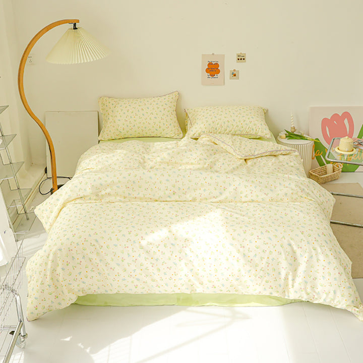 Spring Floral Print Cotton Bedding Set