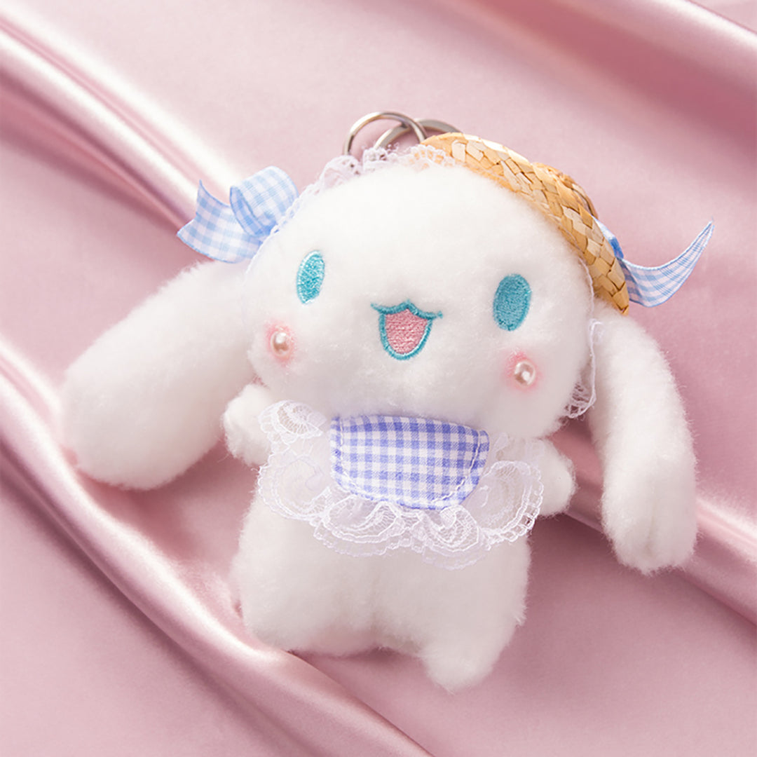 Adorable White Bunny Summer Hat Keychain