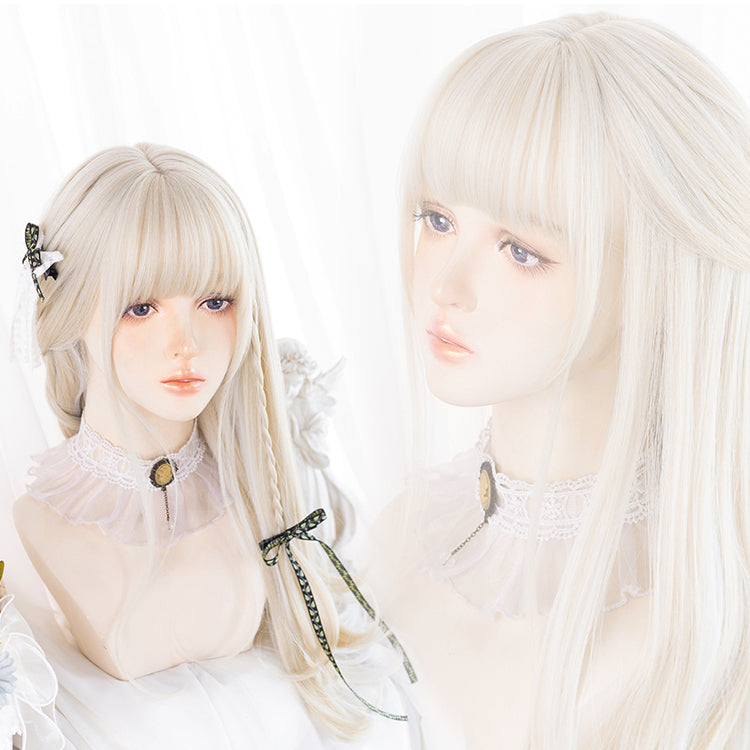 Lolita White Blonde Straight Long Wig