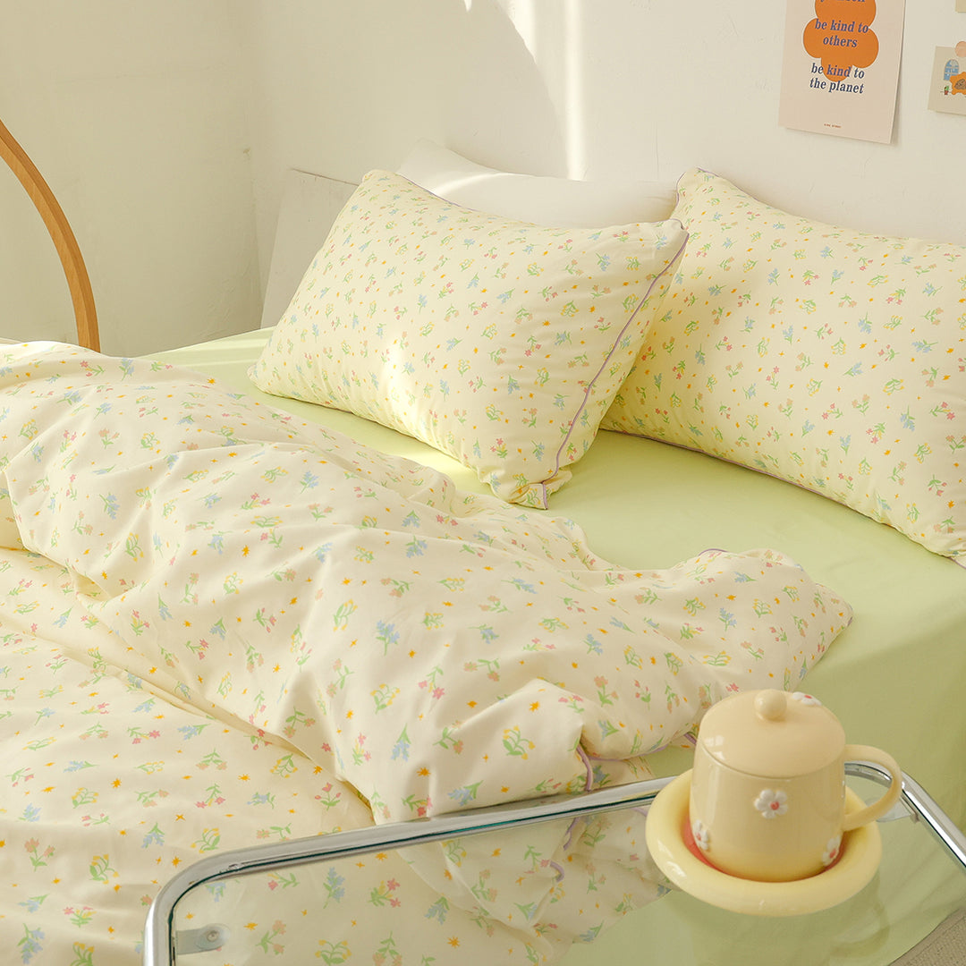 Spring Floral Print Cotton Bedding Set