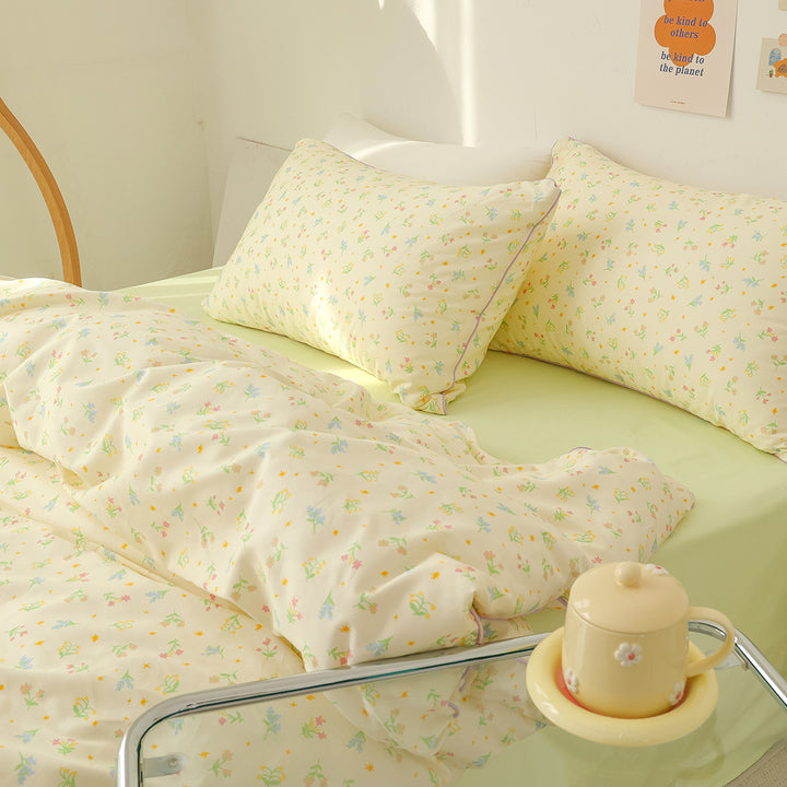 Spring Floral Print Cotton Bedding Set