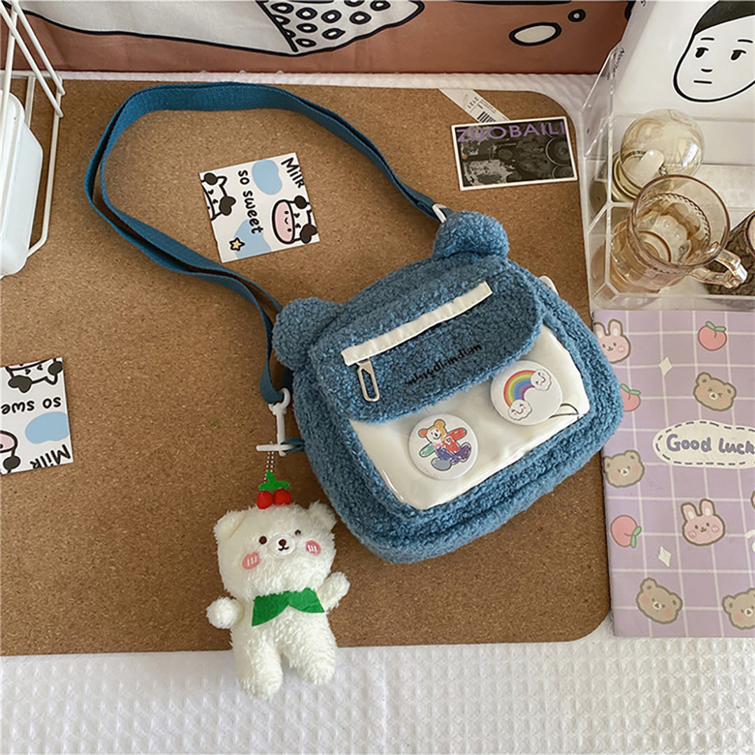 Bear Pattern Furry Crossbody Bag