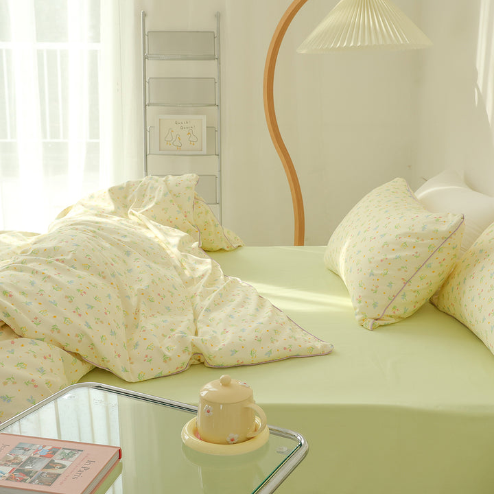 Spring Floral Print Cotton Bedding Set