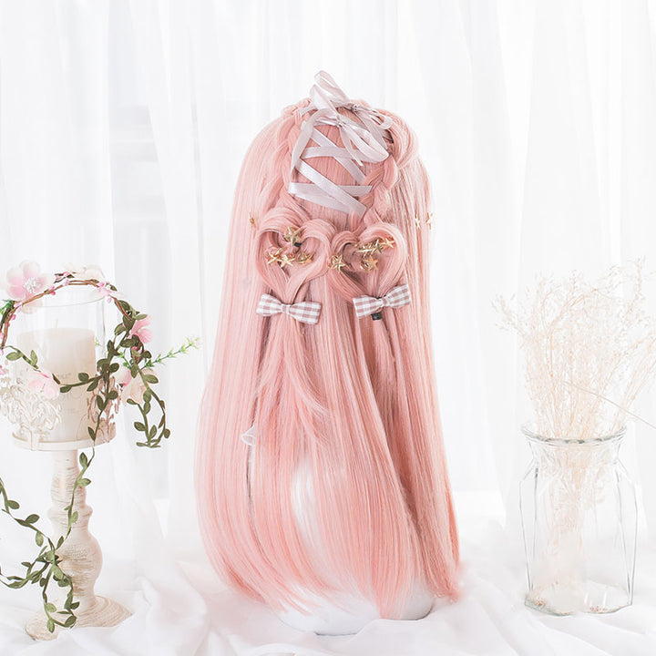 Candy Pink Long Straight Bangs Cosplay Wig