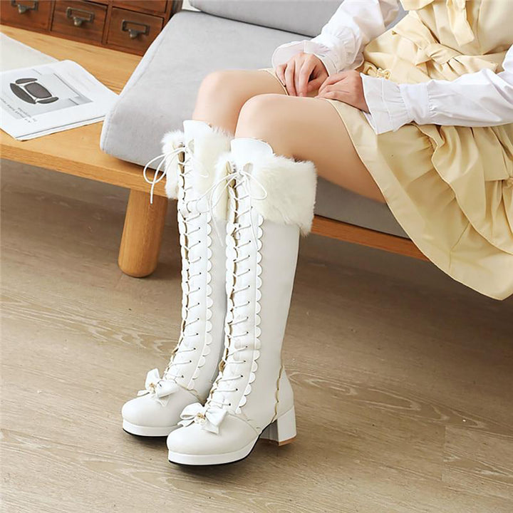 Lolita Bowknot Warm Knee High Boots