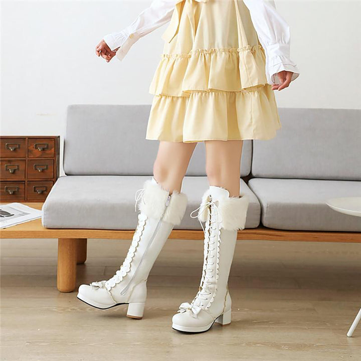 Lolita Bowknot Warm Knee High Boots