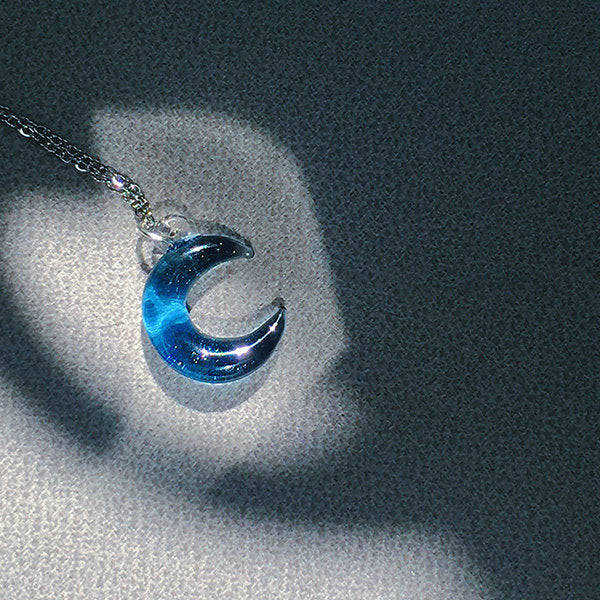 Moon Glass Necklace - Purple - Blue