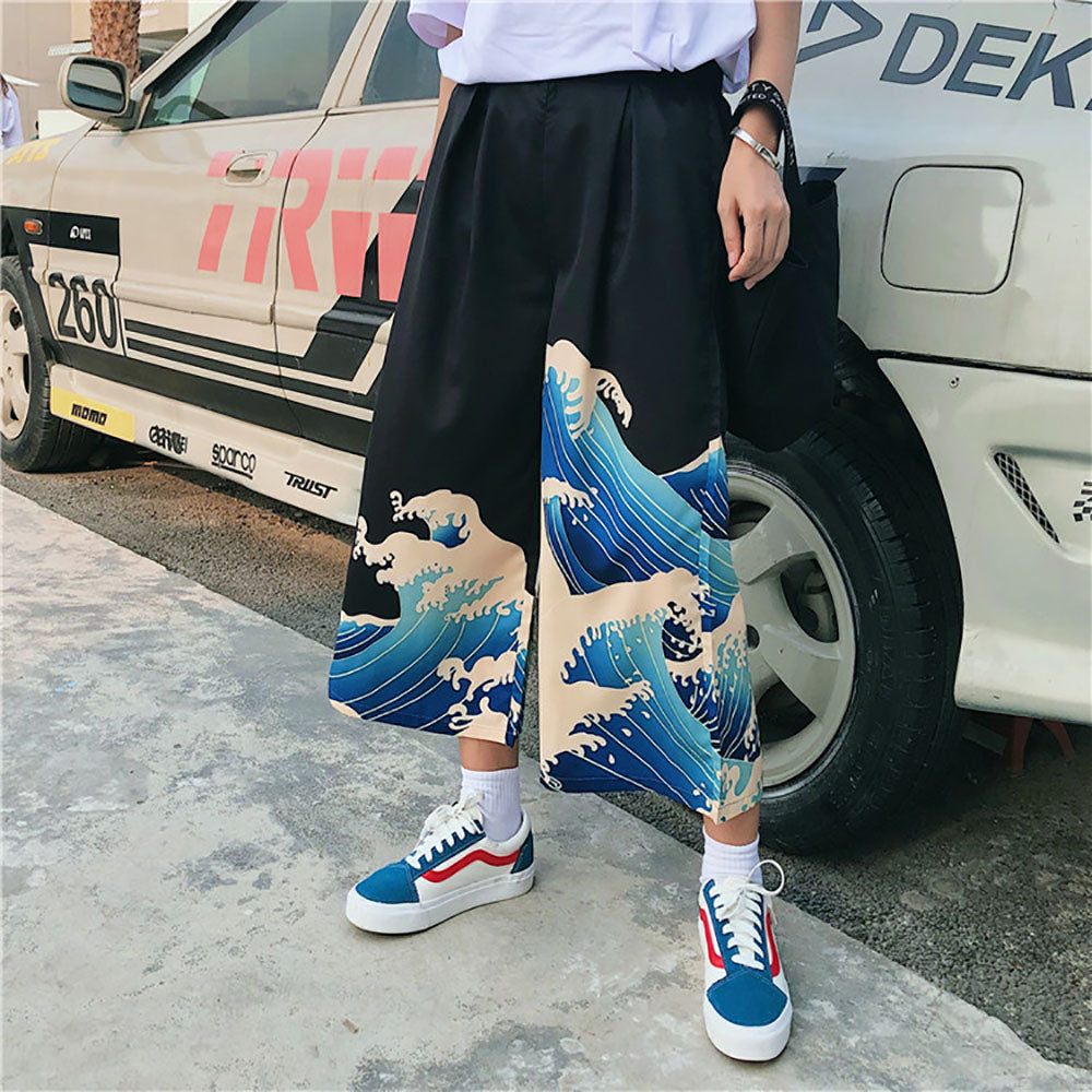Japanese Wave Wide Leg Square Pants