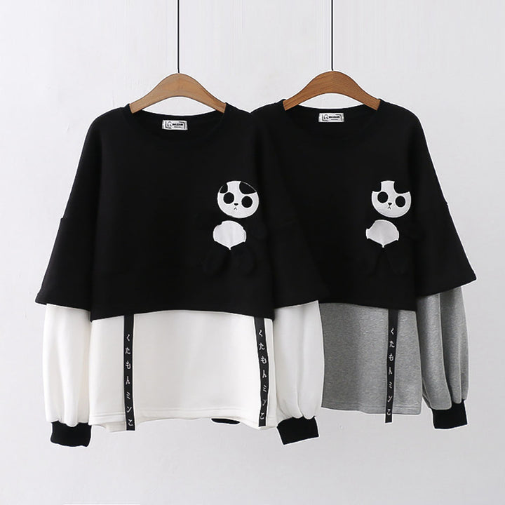 Xartoon Panda Embroidery Plush Hoodie