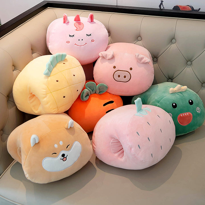 Cute Animal Fruit Plush Pillow Hand Warmer