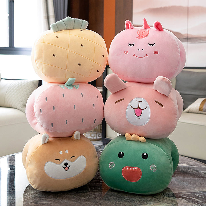 Cute Animal Fruit Plush Pillow Hand Warmer