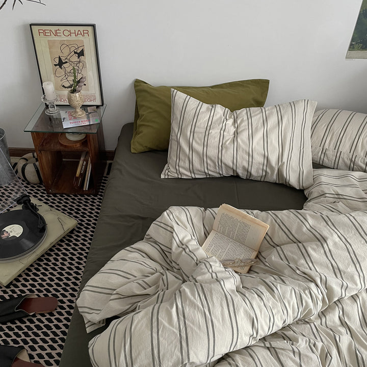 Vintage Striped Cotton Bedding Set