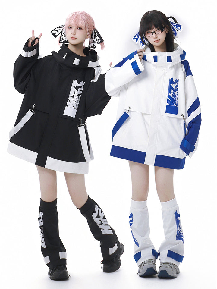 Jirai Kei Techwear Straps Design Thin Jacket Leg Warmers Shorts Hairclips