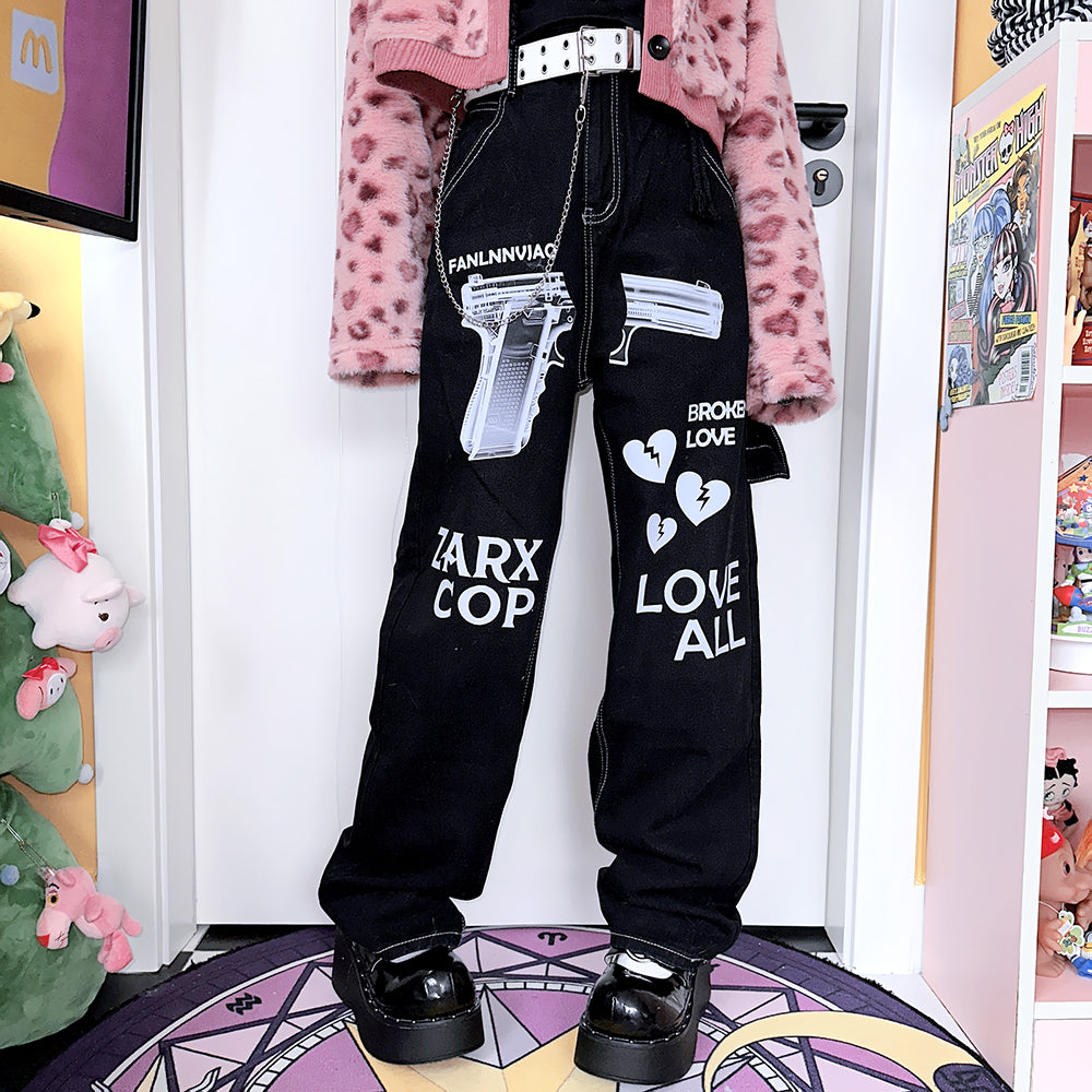 Japanese-style Harajuku Capri Straight-leg Jeans