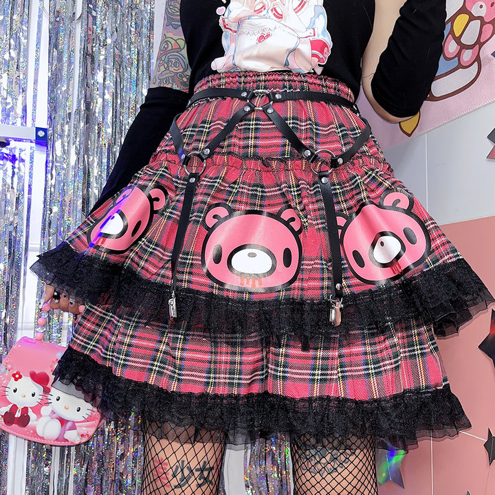 Japanese Harajuku cartoon-printed double-layered skirt