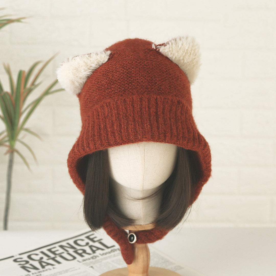 Fox Plush Knit Beanie