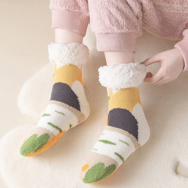 Oil Painting Pattern Wool Plush Winter Thick Socks