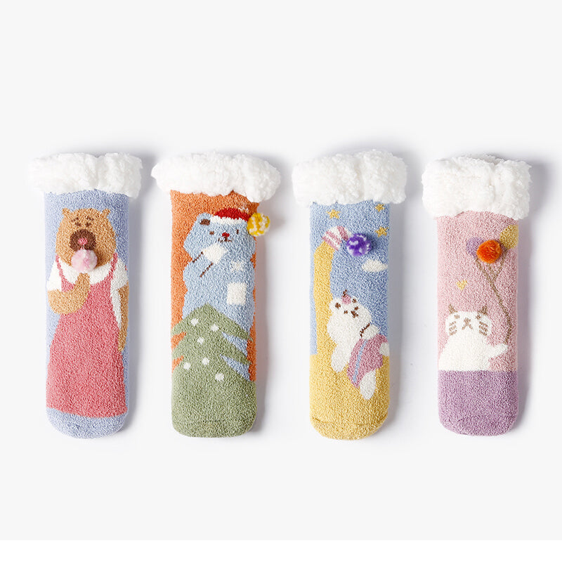 Kawaii Cartoon Coral Fleece Thick Winter Socks