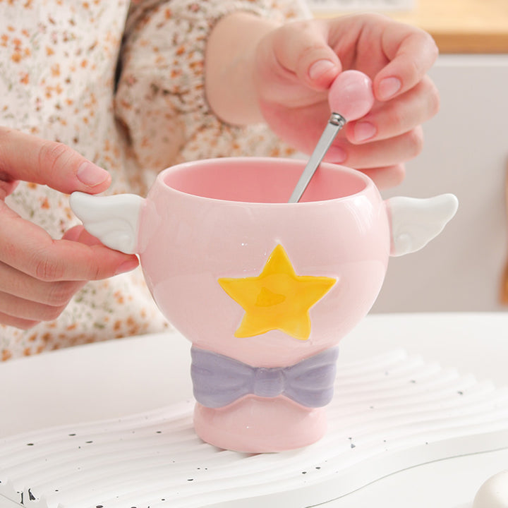 Cute Star Angel Wings Ceramic Cup