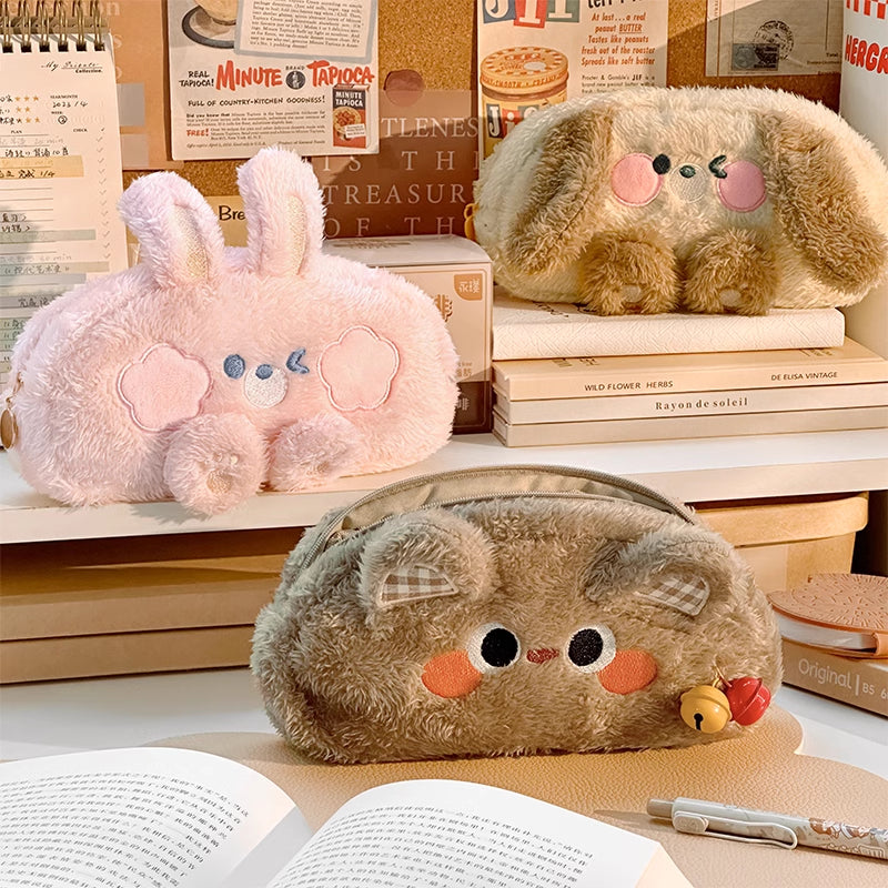 Cute Bunny Bear Plush Pencil Case