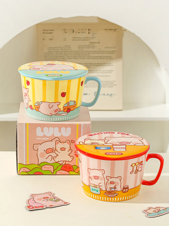 Cute Cartoon Pig Ramen Bowl