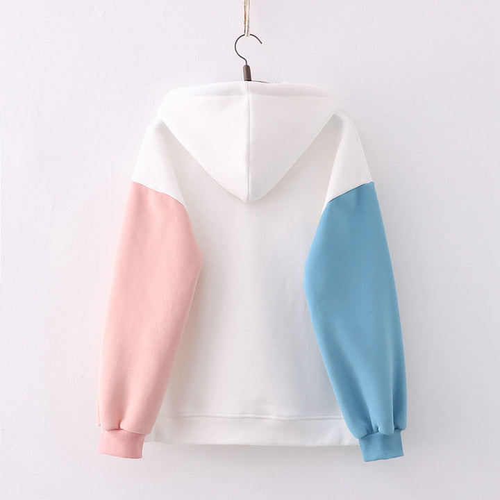 Happy Letter Bear Print Plush Hoodie