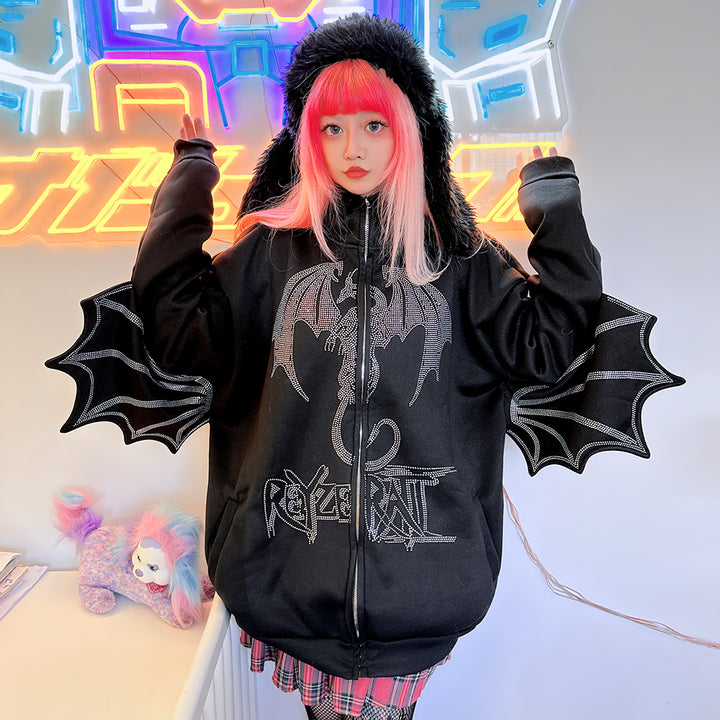 Bat Letter Zipper Hoodie