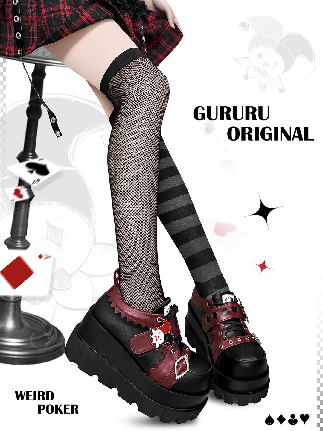 Punk poker-themed Platform Shoes