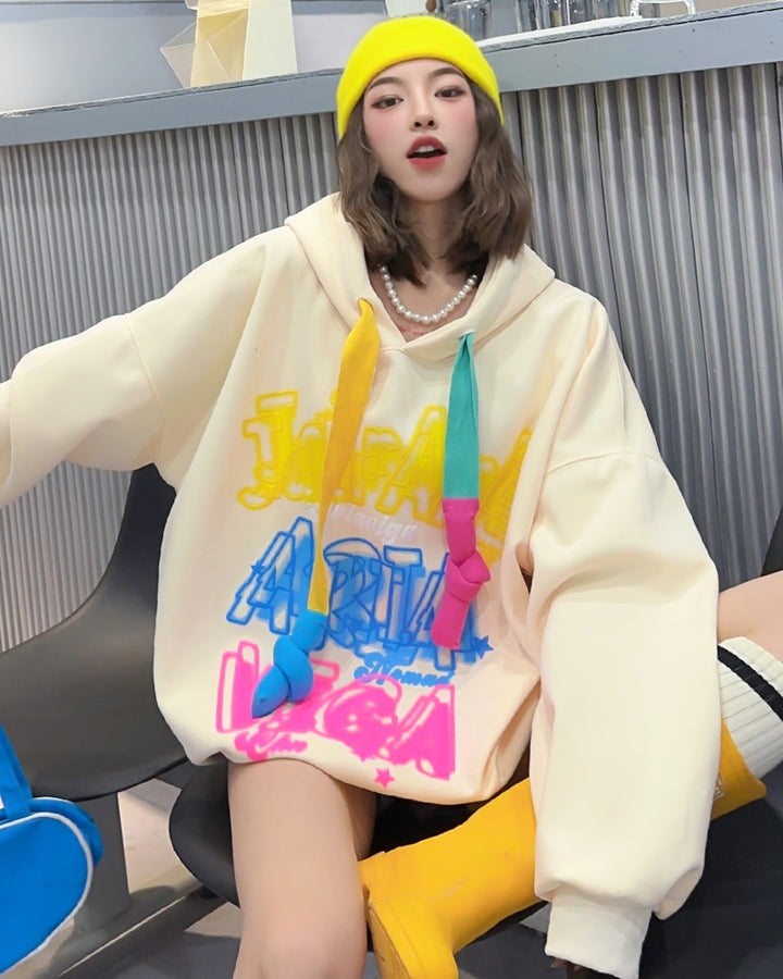 Letters Embroidery Trendy Fashion Oversized Casual Hoodie