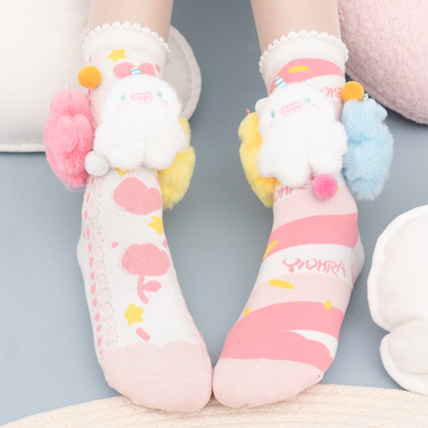 Cartoon Flowers Cotton Socks