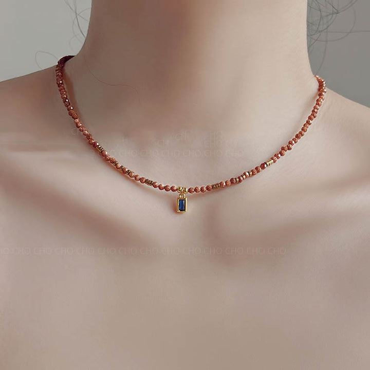 Handmade red jasper beaded necklace