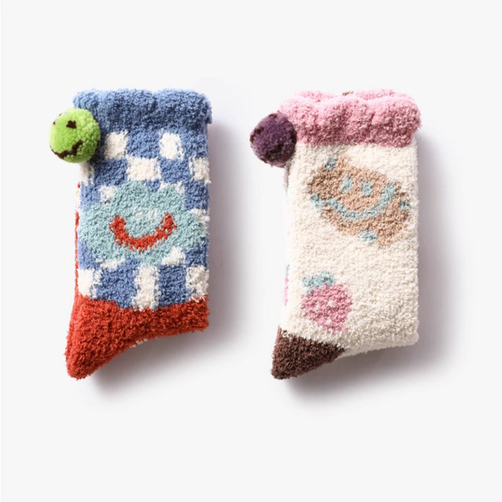 Cute Emoji Coral Fleece Thick Winter Socks
