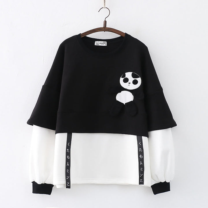 Xartoon Panda Embroidery Plush Hoodie