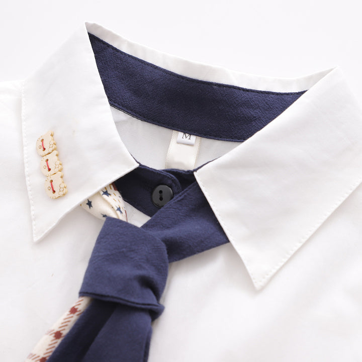 Cute Cat Tie Long Sleeve Shirt