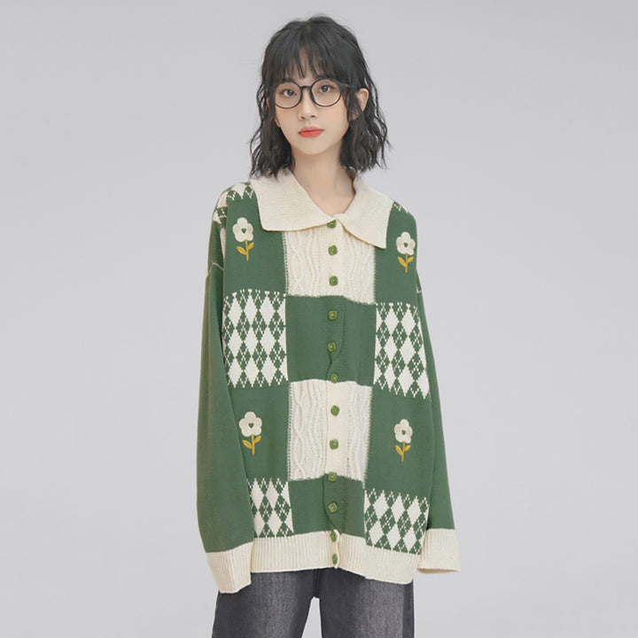 Floral Button Up Sweater Cardigan Knitwear